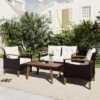FURNIinspire Patio Seating Sets 4-Pieces Outdoor Wicker Seating Set, Conversation Sofa Set, Sofa Set And Wood Table, Brown And Beige, 46“*25”*28“ -Outdoor Kitchen & Living GUEST 01c65aee 9615 4379 9547 067586484819