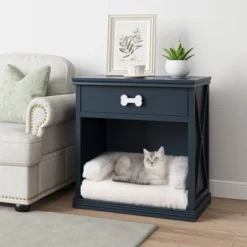 FURNIinspire Pet Beds Cat Bed Kitty House, Pet Furniture, Vintage Small Storage Cabinet Hidden Cat Litter Box With Drawer, Blue, 27.5"*15.7"*28.7" -Outdoor Kitchen & Living GUEST 025e3d4f 695d 4888 91e2 91b58a0ef748