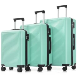 FURNIinspire Bag And Luggage Sets Travel Luggage Set Suitcase Set, 3 Piece Hard Shell Suitcases, Lightweight Suitcase, Green, 11.4"*20.1"*29.1" -Outdoor Kitchen & Living GUEST 02d6f71e e8d2 497e bf64 5a9d379ab897