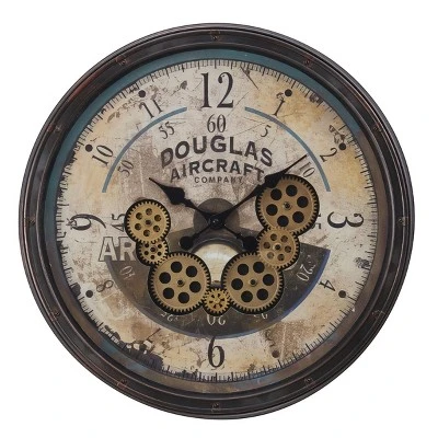 FURNIinspire Wall Clocks Round Gear Mechanism Wall Hanging Clock Living Room Decorative Timepiece Vintage Wall Decor, Brown, 20"*20"*3" 3 FURNIinspire Wall Clocks Round Gear Mechanism Wall Hanging Clock Living Room Decorative Timepiece Vintage Wall Decor, Brown, 20"*20"*3"