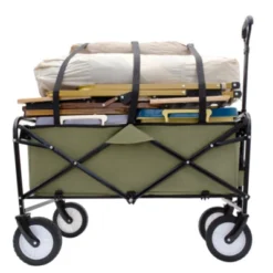 FURNIinspire Outdoor Serving Carts 360lbs Collapsible Foldable Wagon Cart With Strapping System For Camping Shopping, Green, 35.04"*21.65"*38.98" -Outdoor Kitchen & Living GUEST 03b6b42b fd49 4333 badc 843730cd1c01