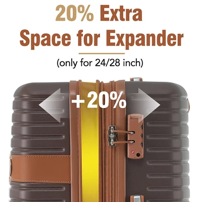 FURNIinspire Bag And Luggage Sets 24 Inch Luggage Set, Lightweight Checked Suitcase With 2 Mesh Bag Travel Business, Brown, 11"*15.9"*25.2" 6 FURNIinspire Bag And Luggage Sets 24 Inch Luggage Set, Lightweight Checked Suitcase With 2 Mesh Bag Travel Business, Brown, 11"*15.9"*25.2" - Image 4