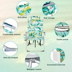 FURNIinspire Outdoor Portable Chair Adjustable Back And Extra Storage For Comfort And Relaxation, Lemon, 24.8"*27.56"*38.89" -Outdoor Kitchen & Living GUEST 07156dd9 b3d2 4fdd aa41 3eaa73c9e52c