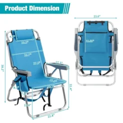FURNIinspire Outdoor Portable Chair Adjustable Back With Extra Storage For Outdoor Adventures, Blue, 24.8"*25.6"*32.28" -Outdoor Kitchen & Living GUEST 07b890a8 ea20 40a2 8183 fa471a45ac7b