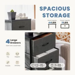 FURNIinspire Dressers 4 Drawer Fabric Tall Dresser Tower Closet Storage Chest Of Drawers For Bedroom Nursery, Grey, 11.8"*17.7"*37.4" -Outdoor Kitchen & Living GUEST 07e6e2b2 d18a 4a57 9399 7bfedfb567f1