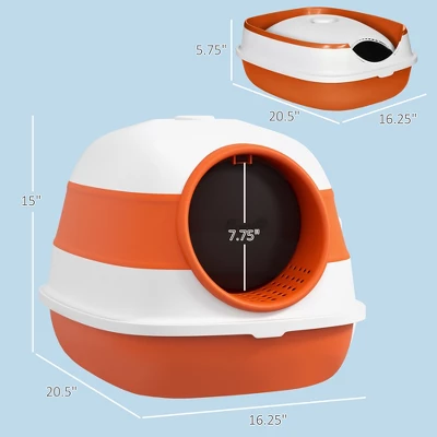 FURNIinspire Pet Training Pads And Potties Cat Litter Box, Covered Kitty Litter Box Potties, Kitten Products, Easy Clean, Orange, 20.5"*16.3"*15" 4 FURNIinspire Pet Training Pads And Potties Cat Litter Box, Covered Kitty Litter Box Potties, Kitten Products, Easy Clean, Orange, 20.5"*16.3"*15" - Image 2