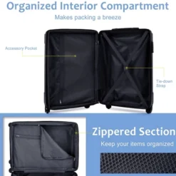 FURNIinspire Bag And Luggage Sets 20 Inch Luggage Set, Lightweight Checked Suitcase With 2 Mesh Bag Travel, Sky Blue, 8.3"*13.6"*21.5" -Outdoor Kitchen & Living GUEST 09b7de81 0b3e 4967 9f63 65bd20d8ba38