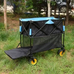 Furniinspire Wheelbarrows And Lawn Carts Big Large Capacity Folding Cart, Extra Long Extender Wagon Cart, Black And Blue, 53“*20"*51" -Outdoor Kitchen & Living GUEST 0a5a918f ca8f 4c06 9885 133cc36ce0e8