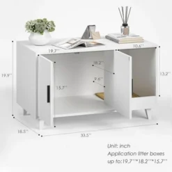 FURNIinspire Pet Crates And Houses, Multi-Functional Cat Cabinet, Comfortable Cat Space With Entrances, For Home, White, 33.5"*18.5"*19.9" -Outdoor Kitchen & Living GUEST 0a62e817 ee99 44bb a21d 2f0a11a8ff5f