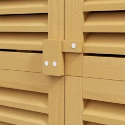 FURNIinspire Utility Storage Cabinet Wooden Outdoor Storage Cabinet Storage With Asphalt Roof 2 Wood Doors With Lock, Yellow, 38.40"*23.00"*13.40" -Outdoor Kitchen & Living GUEST 0c251d94 7a3a 489b a67d 7561f12ad97d