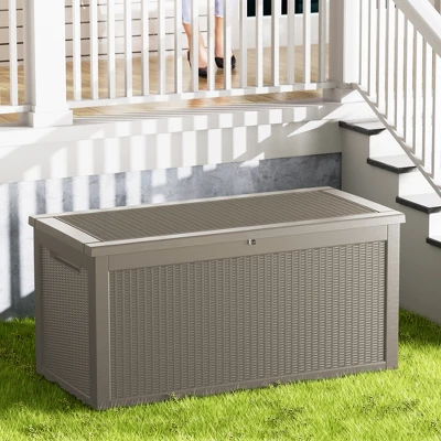 FURNIinspire Deck Boxes, Waterproof Outdoor Storage Box With Handle For Patio Furniture, Garden Tools, All Weather Use, Brown, 67.72"*32.2"*33.66" 3 FURNIinspire Deck Boxes, Waterproof Outdoor Storage Box With Handle For Patio Furniture, Garden Tools, All Weather Use, Brown, 67.72"*32.2"*33.66"