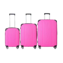 FURNIinspire Bag And Luggage Sets 3 Piece Rolling Luggage, Hard Shell Travel Suitcases Set With Wheels Telescopic Handle, Pink, 21.06"*11.42"*30.12" -Outdoor Kitchen & Living GUEST 0defffee 108f 4ec0 8557 2b139299e7c2