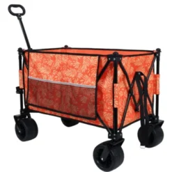 FURNIinspire Outdoor Serving Carts Collapsible Foldable Extended Wagon 480lb Weight Capacity All-Terrain Beach Wheels, Orange, 37.4"*23.03"*38.98" -Outdoor Kitchen & Living GUEST 0e53ddf4 c030 45a7 9abd 71626b1b0ed6