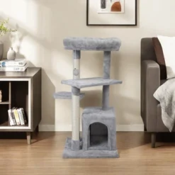 FURNIinspire Pet Tower Double Level Cat Tree Stand, Pet Tower Pet Furniture Kittens Activity Tower, Kitty Pet Play House, Gray, 15.7"*15.7"*31.4" 9 FURNIinspire Pet Tower Double Level Cat Tree Stand, Pet Tower Pet Furniture Kittens Activity Tower, Kitty Pet Play House, Gray, 15.7"*15.7"*31.4" -Outdoor Kitchen & Living GUEST 0f01c069 edd9 44c0 a903 75b1d44e3f1b