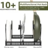 FURNIinspire Kitchen Rack Pot Rack Expandable Pan Organizer Lid Holder Adjustable Kitchen Cabinet Cookware Frying Rack, Black, 12.29"*8.19"*2.73" -Outdoor Kitchen & Living GUEST 0f9aaccb de15 4875 a382 5fffcb115e9c