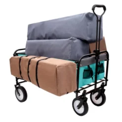FURNIinspire Outdoor Serving Carts 360lbs Foldable Wagon Cart Beach Wagon Utility Cart Wagon Grocery Cart For Fishing, Blue, 35.04"*21.65"*38.98" -Outdoor Kitchen & Living GUEST 0fe8733b ee04 47e2 98fd ac4472175627