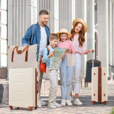 FURNIinspire Bag And Luggage Sets Luggage Set Travel Suitcase With Bags Spinner Wheels Abs Lightweight Suitcase, Khaki And Brown, 16"*10"*24" 7 FURNIinspire Bag And Luggage Sets Luggage Set Travel Suitcase With Bags Spinner Wheels Abs Lightweight Suitcase, Khaki And Brown, 16"*10"*24" - Image 5