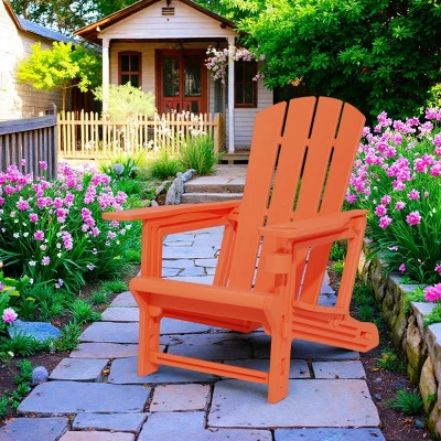 FURNIinspire Patio Accent Chairs Outdoor Folding Chairs Adirondack Chair, Portable Chair With Handles For Beach, Backyard, Orange, 31.4"*29.6"*36.4" 5 FURNIinspire Patio Accent Chairs Outdoor Folding Chairs Adirondack Chair, Portable Chair With Handles For Beach, Backyard, Orange, 31.4"*29.6"*36.4" - Image 3