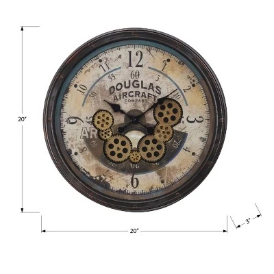 FURNIinspire Wall Clocks Round Gear Mechanism Wall Hanging Clock Living Room Decorative Timepiece Vintage Wall Decor, Brown, 20"*20"*3" 4 FURNIinspire Wall Clocks Round Gear Mechanism Wall Hanging Clock Living Room Decorative Timepiece Vintage Wall Decor, Brown, 20"*20"*3" - Image 2