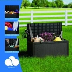 FURNIinspire Deck Boxes, Outdoor Patio Storage Box With Large Storage Capacity For Patio Furniture Cushions Garden Tools, Black, 48.03"*21.46"*24.53" -Outdoor Kitchen & Living GUEST 13a90d0d 00b4 4d35 a9bc 352f4d4f9347
