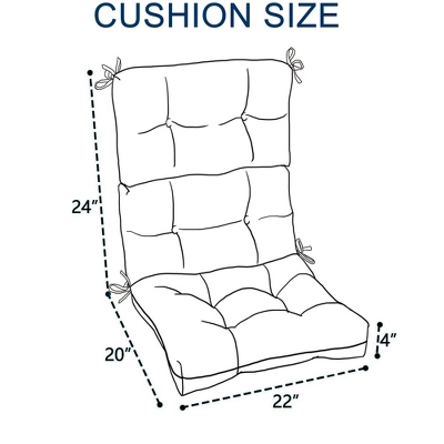 FURNIinspire Outdoor Seat Cushions 2 Pcs Set High Back Patio Chair Cushions, Yellow And White Stripes Seat Cushion, Multicolored, 44"*22"*4" 4 FURNIinspire Outdoor Seat Cushions 2 Pcs Set High Back Patio Chair Cushions, Yellow And White Stripes Seat Cushion, Multicolored, 44"*22"*4" - Image 2