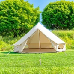 FURNIinspire Camping Tents Canvas Tent Bell Tent, Versatile Yurt Tent For Family Camping, Outdoor Hunting, Party, White, 132.68"*204.72"*107.09" -Outdoor Kitchen & Living GUEST 155dc935 faf3 44d3 95dd ecba44916489