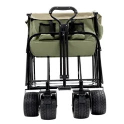 FURNIinspire Outdoor Serving Carts 440lbs Collapsible Foldable Wagon Cart With Strapping System For Camping Sports, Green, 35.04"*22.44"*38.58" -Outdoor Kitchen & Living GUEST 15631ad9 529b 4ee4 a86a b5f95f2dd7cc