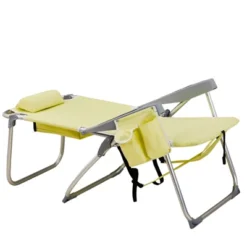 FURNIinspire Outdoor Portable Chair Patio Folding Chairs 5 Position Recline With Extra Storage For Backyard, Beach, Yellow, 24.8"*27.56"*38.98" -Outdoor Kitchen & Living GUEST 15a2da4e e3d6 418e 8b58 91bd1339d094