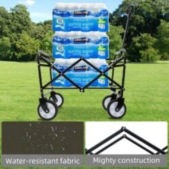 FURNIinspire Outdoor Serving Carts Fish 250L Collapsible Wagon Beach Wagon With Big Wheels For Camping, Sports, Green, 25.98"*17.32"*37.4" -Outdoor Kitchen & Living GUEST 1680c304 d6bd 4d47 b5aa ee9b5133ed5c