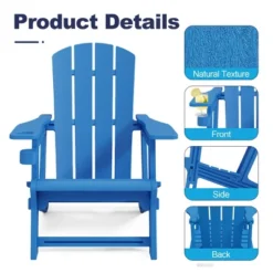 FURNIinspire Patio Accent Chairs Outdoor Folding 2PCS Chairs Adirondack Chair, Portable Chair With Handles For Backyard, Blue, 31.4"*29.6"*36.4" -Outdoor Kitchen & Living GUEST 17618638 2c1e 41ba 8592 47f51574750e