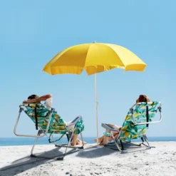 FURNIinspire Outdoor Portable Chair Adjustable Back And Extra Storage For Comfort And Relaxation, Lemon, 24.8"*27.56"*38.89"