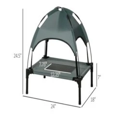 FURNIinspire Pet Beds Elevated Portable Dog Cot Pet Bed With UV Protection Canopy Shade, 24 Inch, Gray, 24.00"*18.00"*24.50" -Outdoor Kitchen & Living GUEST 18e255f8 ec80 4bee 9bdf 0b88bd255d62