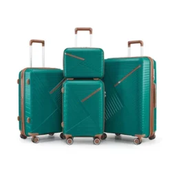 FURNIinspire Bag And Luggage Sets 4 Piece Expandable Lightweight Rolling Suitcase Set Stylish Travel Luggage With Wheels, Green, 12.6"*18.5"*29.5" -Outdoor Kitchen & Living GUEST 19425869 5e5d 40c6 b94d a7b71389d75d