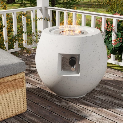 FURNIinspire Outdoor Fireplaces Pear-Shaped Backyard Terrazzo Gas Stove Portable Fire Pit For Camping, Patio, White, 21.25"*21.25"*20.07" 7 FURNIinspire Outdoor Fireplaces Pear-Shaped Backyard Terrazzo Gas Stove Portable Fire Pit For Camping, Patio, White, 21.25"*21.25"*20.07" - Image 5