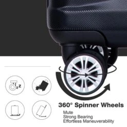 FURNIinspire Bag And Luggage Sets 5 Piece Expandable Hard Shell Suitcase Set Stylish Rolling Travel Luggage For Family, Black, 20.28"*11.42"*30.31" -Outdoor Kitchen & Living GUEST 196d8917 f794 46b8 8b4b 67f567b871bd