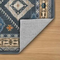 FURNIinspire Floor Mats Home 3 Piece Kitchen Rug Machine Washable Floor Mat For Living Room, Vintage Carpet, Non Slip, Dark Blue, 60"*20" -Outdoor Kitchen & Living GUEST 19de246a 2b50 4a00 acb0 23201bd10318
