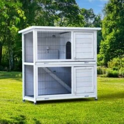 FURNIinspire Rabbit Hutch Outdoor, 2-Story Rabbit Cage Indoor With Run, Bunny Cage With 2 Removable No-Leak Trays, Non-Slip Ramp, 41"*19.7"*40.55" -Outdoor Kitchen & Living GUEST 1a9ebeb3 b892 4585 900e 393a23aaf220