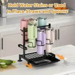 FURNIinspire Water Bottle Organizer With Handle Kitchen Storage For Stanley Cup Accessories Mug Organizer, Black, 16.19"*10.34"*2.93" -Outdoor Kitchen & Living GUEST 1ae8121a 64de 4566 9883 14341218a1f3