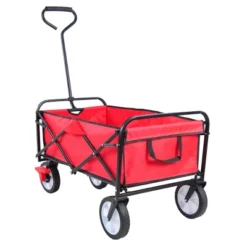 FURNIinspire Wheelbarrows And Lawn Carts Folding Wagon Cart, Collapsible Garden, Beach And Shopping Utility Cart With Handle, Red, 41“*21"*46" -Outdoor Kitchen & Living GUEST 1e599145 9497 4ad9 b395 9427aaccb29e