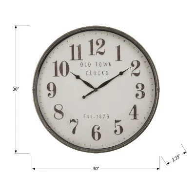 FURNIinspire Wall Clocks 30inch Modern Round Wall Clock Decorative Living Room Vintage Wall Decor, Large Oversize, Brown, 30"*30"*2.25" 4 FURNIinspire Wall Clocks 30inch Modern Round Wall Clock Decorative Living Room Vintage Wall Decor, Large Oversize, Brown, 30"*30"*2.25" - Image 2