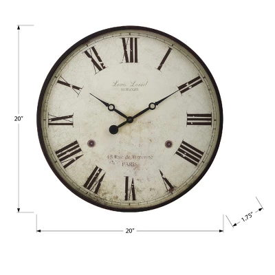 FURNIinspire Wall Clocks 20" Round Antique Roman Numeral Timepiece Decorative Living Room Hanging Clock, Home Decor, Brown, 20"*20"*1.75" 4 FURNIinspire Wall Clocks 20" Round Antique Roman Numeral Timepiece Decorative Living Room Hanging Clock, Home Decor, Brown, 20"*20"*1.75" - Image 2