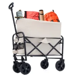FURNIinspire Outdoor Serving Carts Minimeetall Extention Collapsible Foldable Wagon Cart For Camping Shopping 225lbs, Beige, 25.98"*17.32"*37.4" -Outdoor Kitchen & Living GUEST 203205ec 3be4 4718 b3c3 6e4c1969b06e