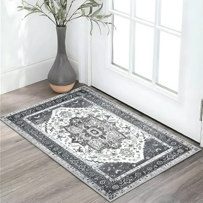 FURNIinspire Floor Mats Home 3 Piece Kitchen Rug Machine Washable Floor Mat For Living Room, Vintage Carpet, Non Slip, White, 60"*20" 3 FURNIinspire Floor Mats Home 3 Piece Kitchen Rug Machine Washable Floor Mat For Living Room, Vintage Carpet, Non Slip, White, 60"*20"