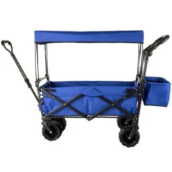 FURNIinspire Outdoor Serving Carts Extra Large Collapsible Garden Cart With Removable Canopy Folding Wagon Utility Carts, Blue, 39"*21.4"*39" -Outdoor Kitchen & Living GUEST 21d0ad85 ef3a 4e62 bf77 ab30f20026f7