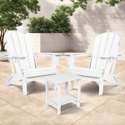 FURNIinspire Patio Seating Sets Folding Adirondack Chairs With Side Table, 3-Piece Rocking Chairs Set With Wood Texture, White, 30“*28”*35“ 6 FURNIinspire Patio Seating Sets Folding Adirondack Chairs With Side Table, 3-Piece Rocking Chairs Set With Wood Texture, White, 30“*28”*35“ - Image 4