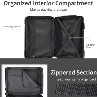 FURNIinspire Bag And Luggage Sets 3 Piece Suitcase Set, Expandable Hard Shell Carry On Luggage Sets, Travel Luggage Black, 12"*18.3"*29.9" 6 FURNIinspire Bag And Luggage Sets 3 Piece Suitcase Set, Expandable Hard Shell Carry On Luggage Sets, Travel Luggage Black, 12"*18.3"*29.9" - Image 4
