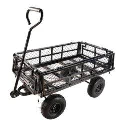 FURNIinspire Wheelbarrows And Lawn Carts Double Fence Utility  Cart Wagon Cart Garden Cart, Ideal For Outdoor Activities, Black, 41“*20"*39" -Outdoor Kitchen & Living GUEST 24296633 f009 467e b429 58296aa46ca5