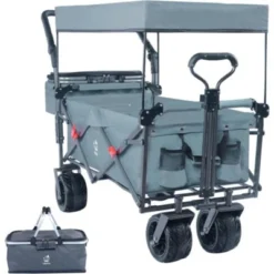 FURNIinspire Outdoor Serving Carts Collapsible Wagon Foldable With Removable Canopy Wheels For All-Terrain Brake For Camping, Gray, 35.4"*19.7"*44.5" 11 FURNIinspire Outdoor Serving Carts Collapsible Wagon Foldable With Removable Canopy Wheels For All-Terrain Brake For Camping, Gray, 35.4"*19.7"*44.5" -Outdoor Kitchen & Living GUEST 243e18a8 28cc 4db4 903a bf18c5af42f9