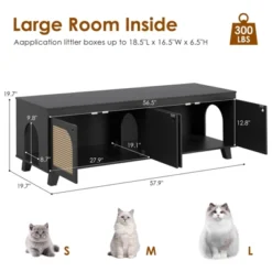 FURNIinspire Pet Crates And Houses Double Large Hidden Cat Litter Box Enclosure Furniture Cabinet With Rattan Doors, Black, 57.9"*19.7"*19.7" 10 FURNIinspire Pet Crates And Houses Double Large Hidden Cat Litter Box Enclosure Furniture Cabinet With Rattan Doors, Black, 57.9"*19.7"*19.7" -Outdoor Kitchen & Living GUEST 24b9632e 9046 4755 a015 5ee726a84e87