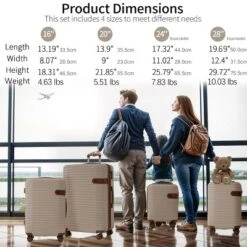 FURNIinspire Bag And Luggage Sets 4 Piece Luggage Set, Carry On Luggage Suitcase With 4 Packing Cubes, Travel Luggage, Beige, 16.69"*12.4"*29.72" -Outdoor Kitchen & Living GUEST 24d5a56e e75f 494f b739 028455c759fe